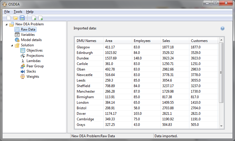 See imported data